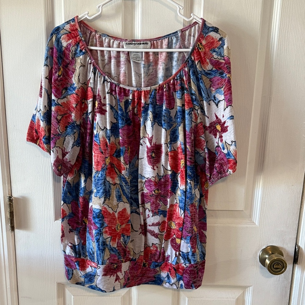 Cathy Daniels Colorful Floral Women's Top
